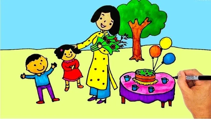 Vẽ tranh 20 11 đơn giản đẹp lớp 3: 100+ ảnh tuyển tập đầy cảm hứng · ảnh 3