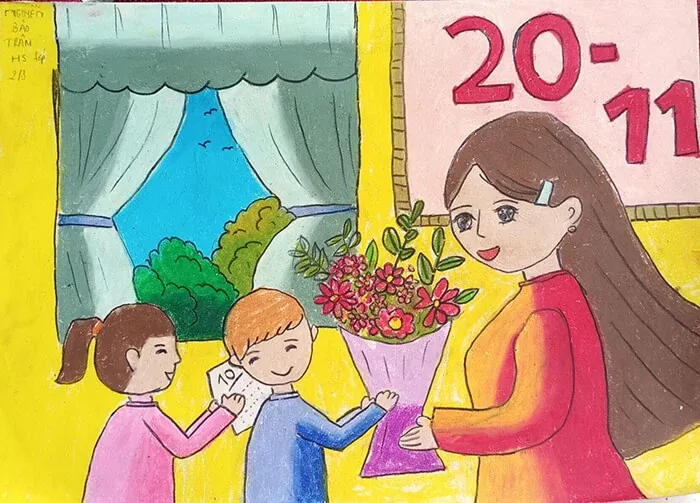 Vẽ tranh 20 11 đơn giản đẹp lớp 3: 100+ ảnh tuyển tập đầy cảm hứng
